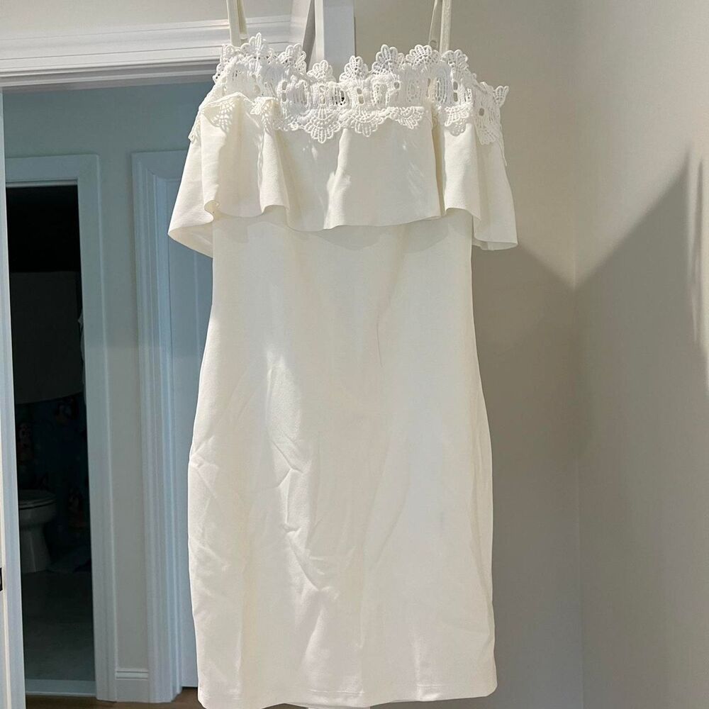White mesh ruched mini dress